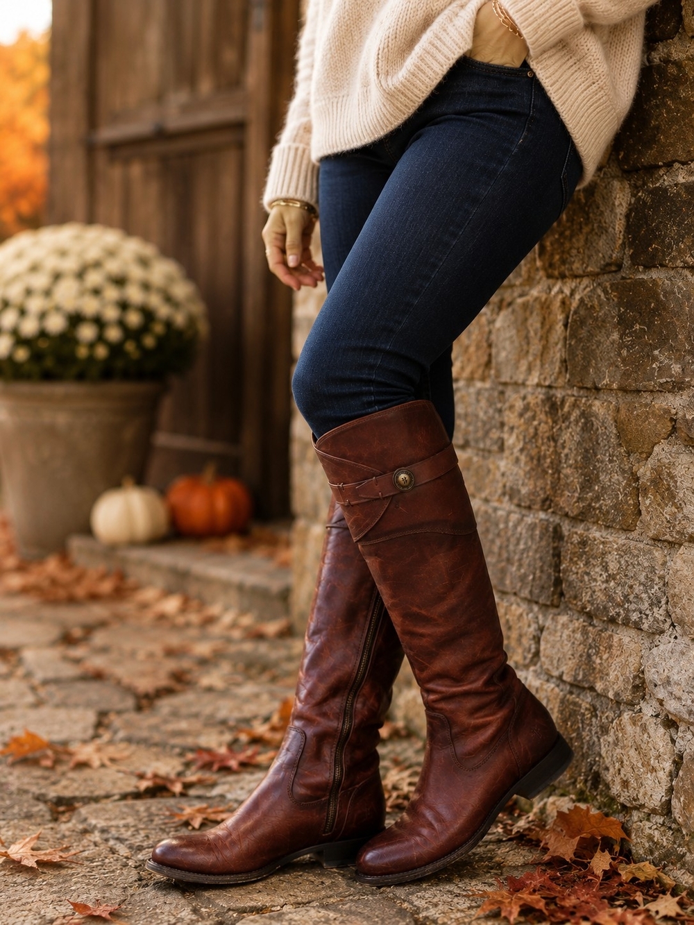 Frye Molly Button Tall Boots 9 Redwood Leather Riding Equestrian
